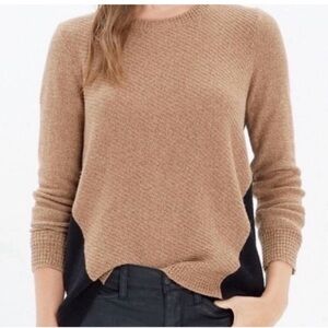 Madewell Tan and Black Crew Neck Sweater